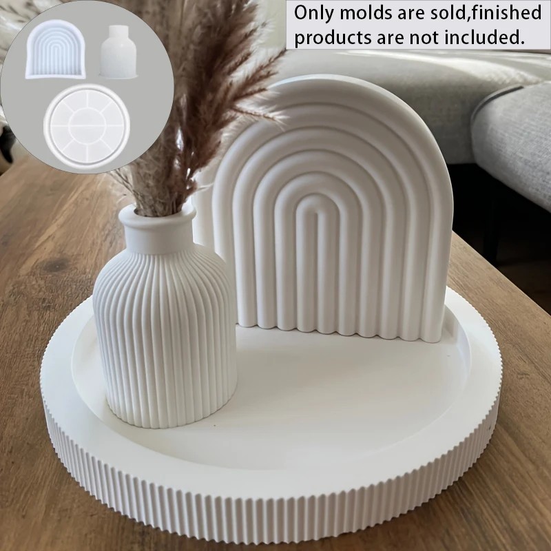 Coaster Mold Round - DIY Silicone Mold High Arch Striped