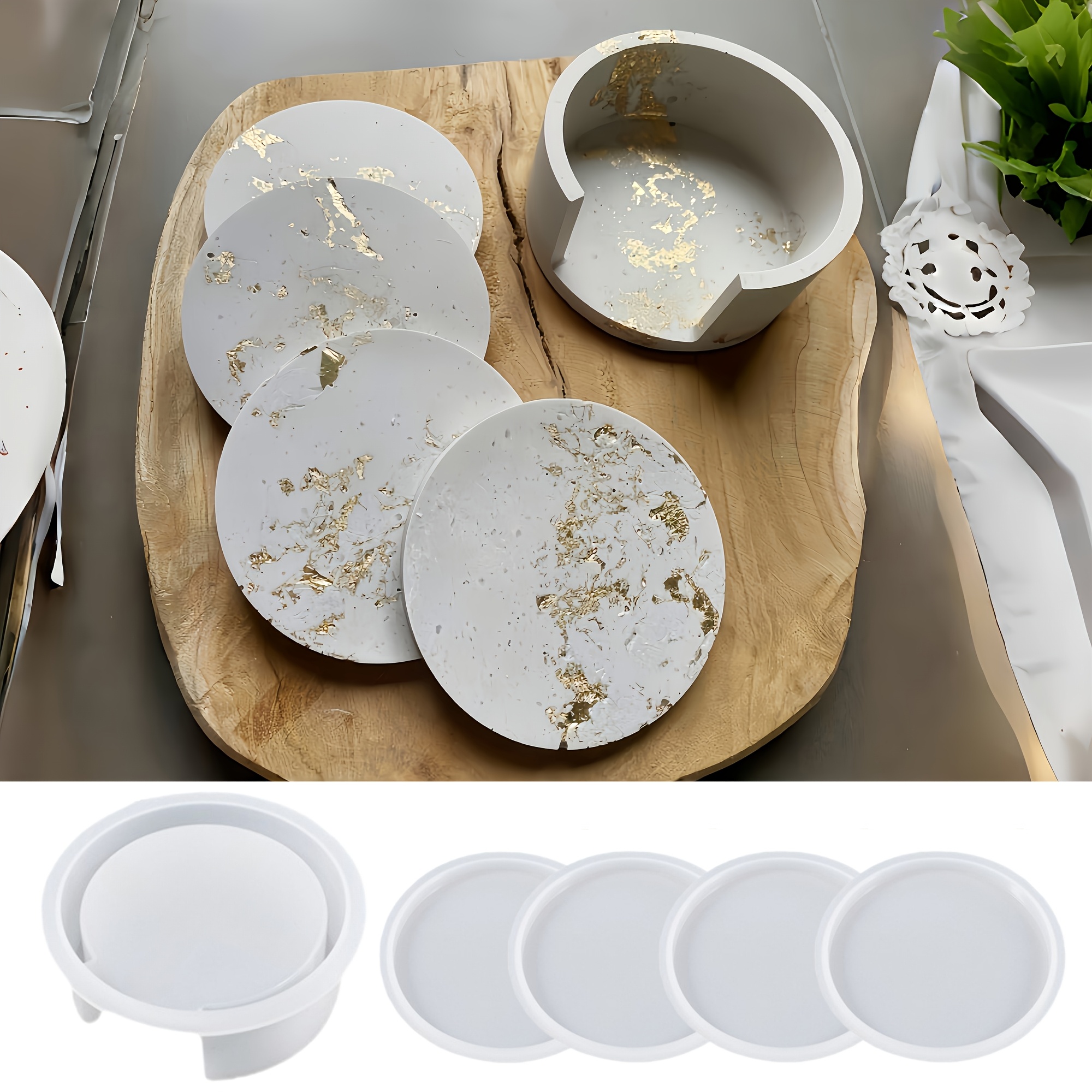 5pcs Round Coaster Silicone Mo – обзор и цена Coaster Mold Round