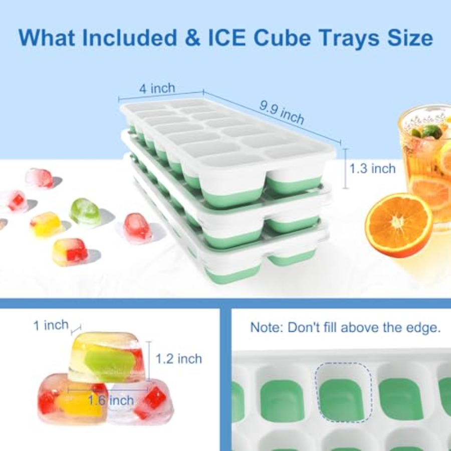 Ice Cube Tray with Lid, 3 Pack – обзор и цена Silicone Mold Tray