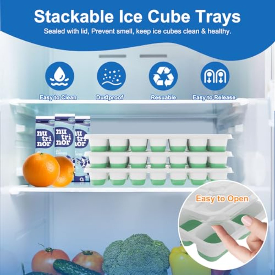 Ice Cube Tray with Lid, 3 Pack – обзор и цена Silicone Mold Tray