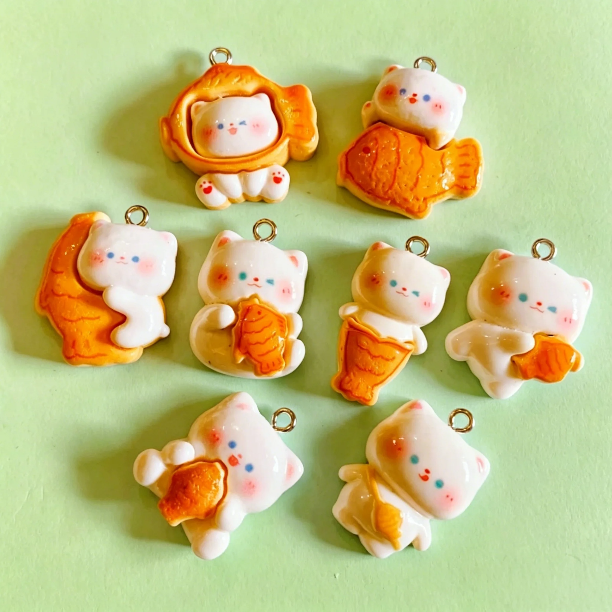 10pcs/lot Cute 3D Taiyaki Cat  – обзор и цена Resin Craft Material
