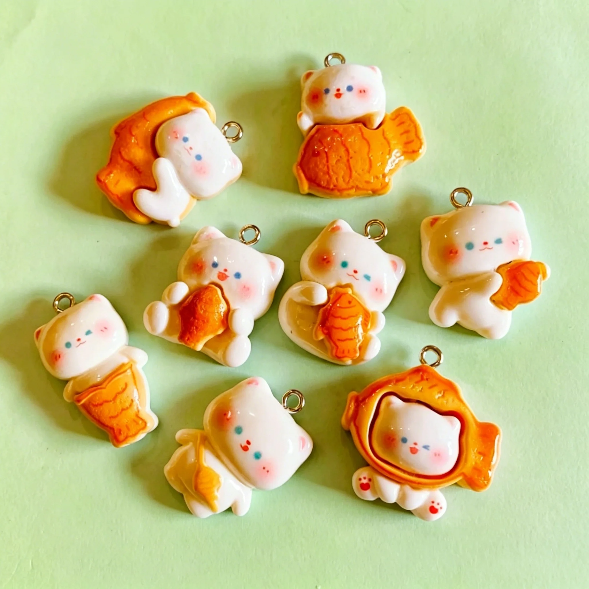 10pcs/lot Cute 3D Taiyaki Cat  – обзор и цена Resin Craft Material