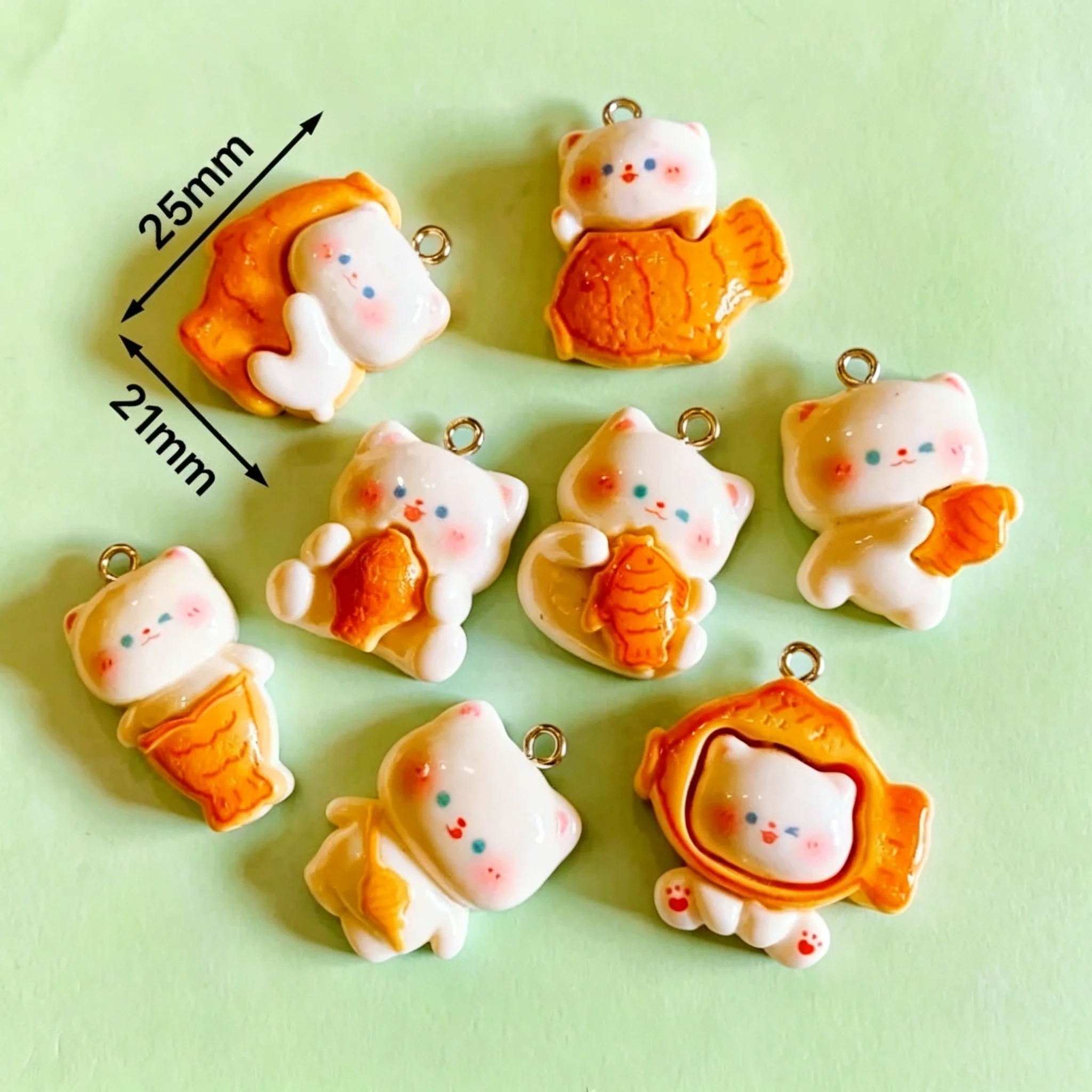 10pcs/lot Cute 3D Taiyaki Cat  – обзор и цена Resin Craft Material