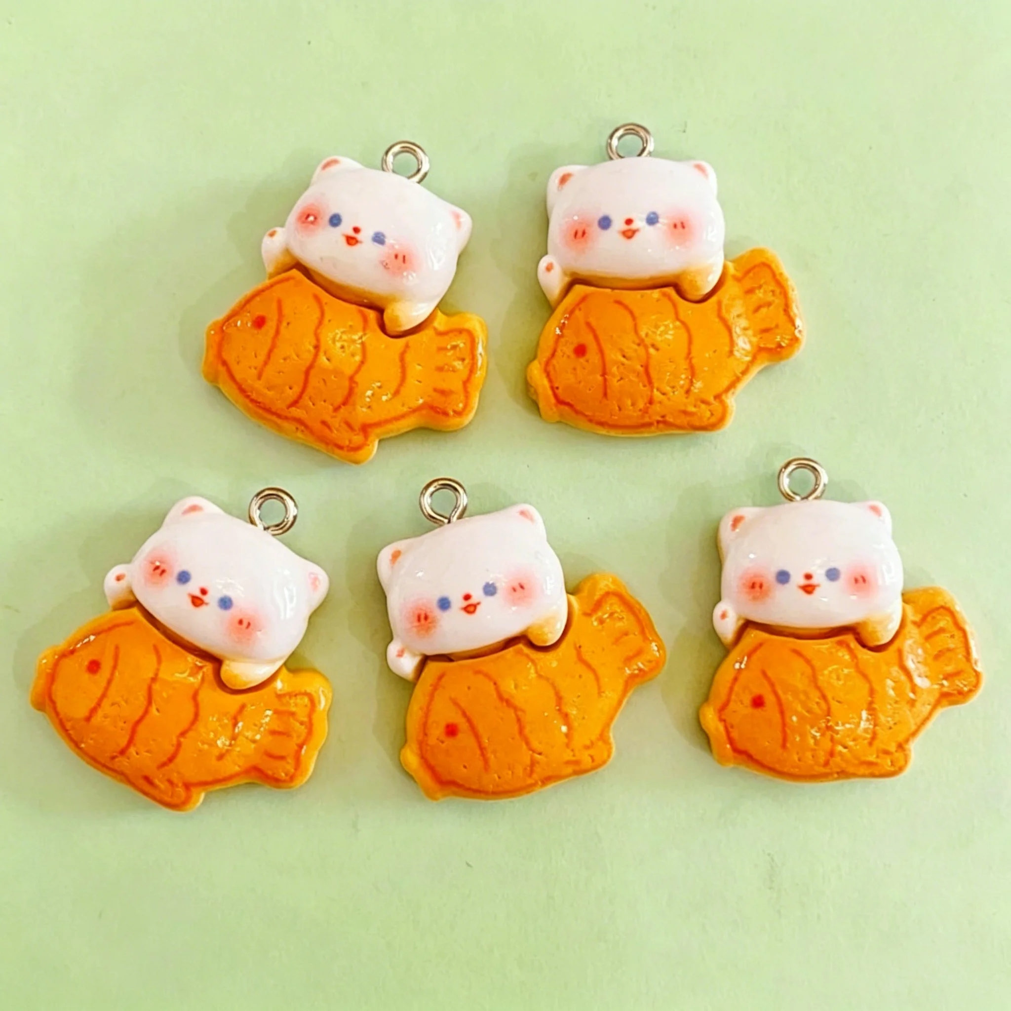 10pcs/lot Cute 3D Taiyaki Cat  – обзор и цена Resin Craft Material