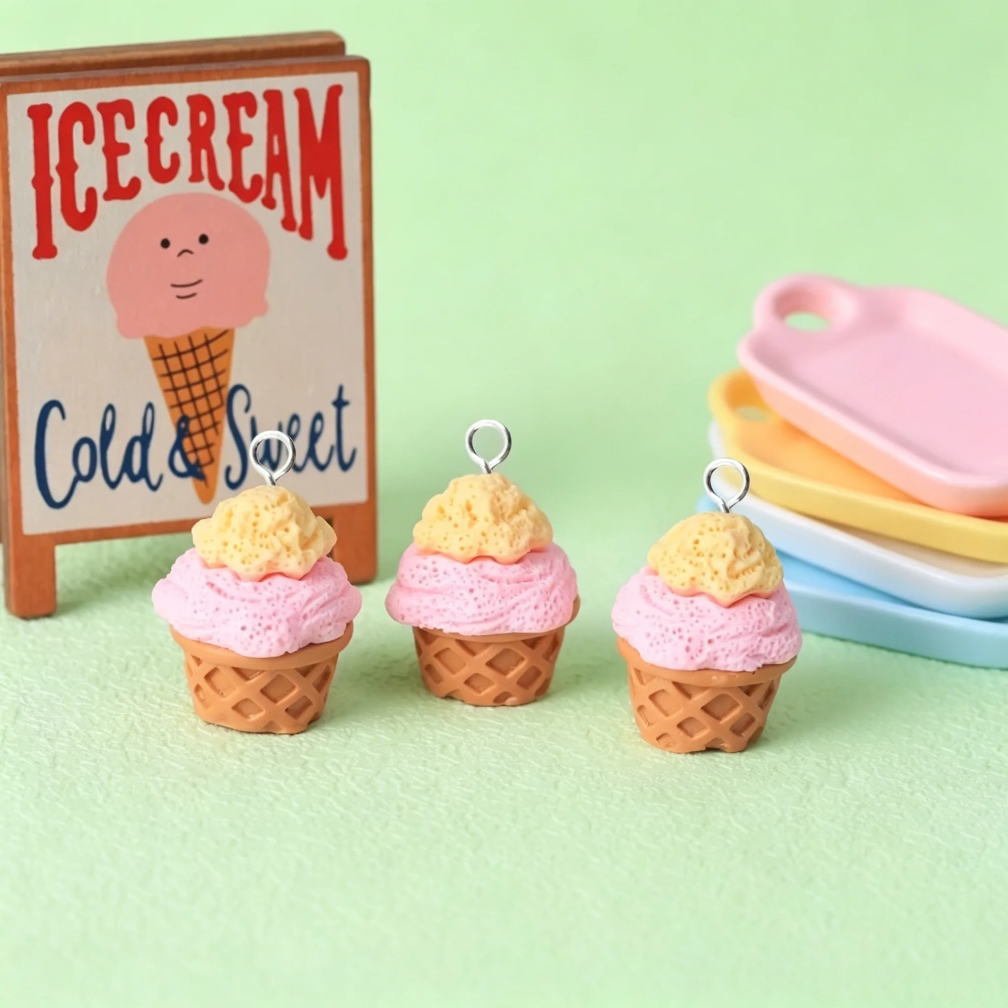 10Pcs Cute 3D Ice Cream Cone R – обзор и цена Resin Craft Supplies