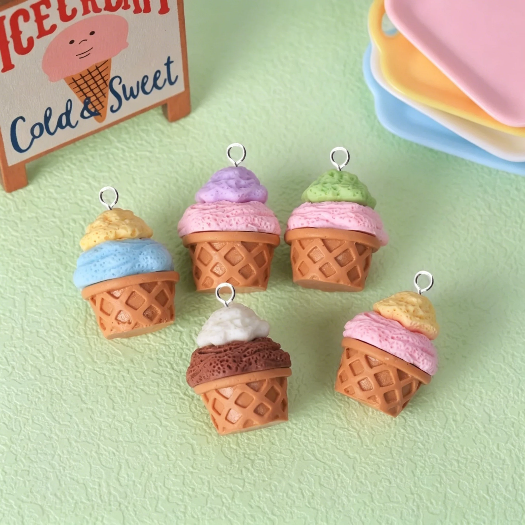 10Pcs Cute 3D Ice Cream Cone R – обзор и цена Resin Craft Supplies