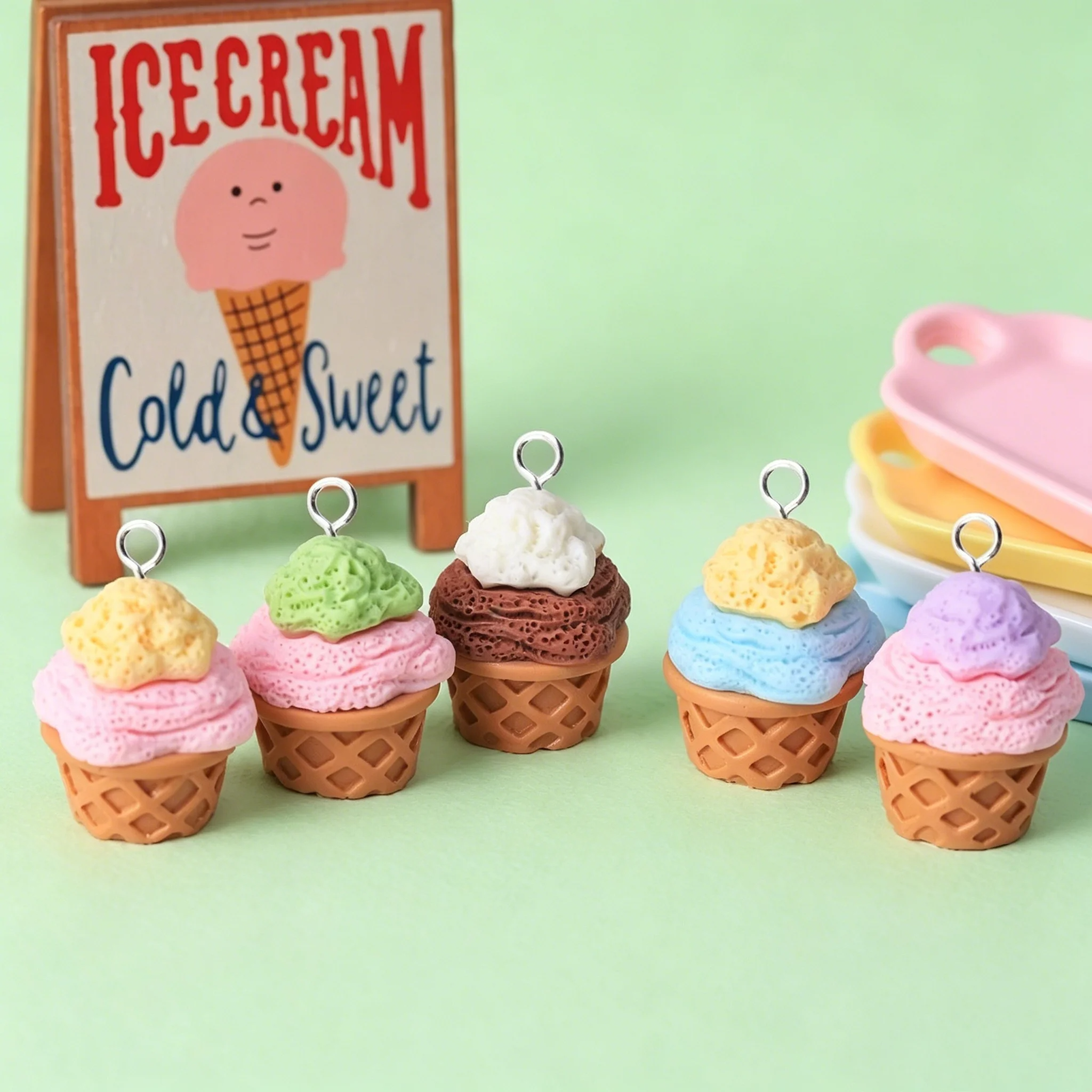 10Pcs Cute 3D Ice Cream Cone R – обзор и цена Resin Craft Supplies